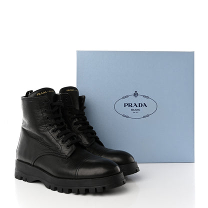 Prada Cervo Shine Captoe 30mm Combat Boots 39.5 Black 14 of 14