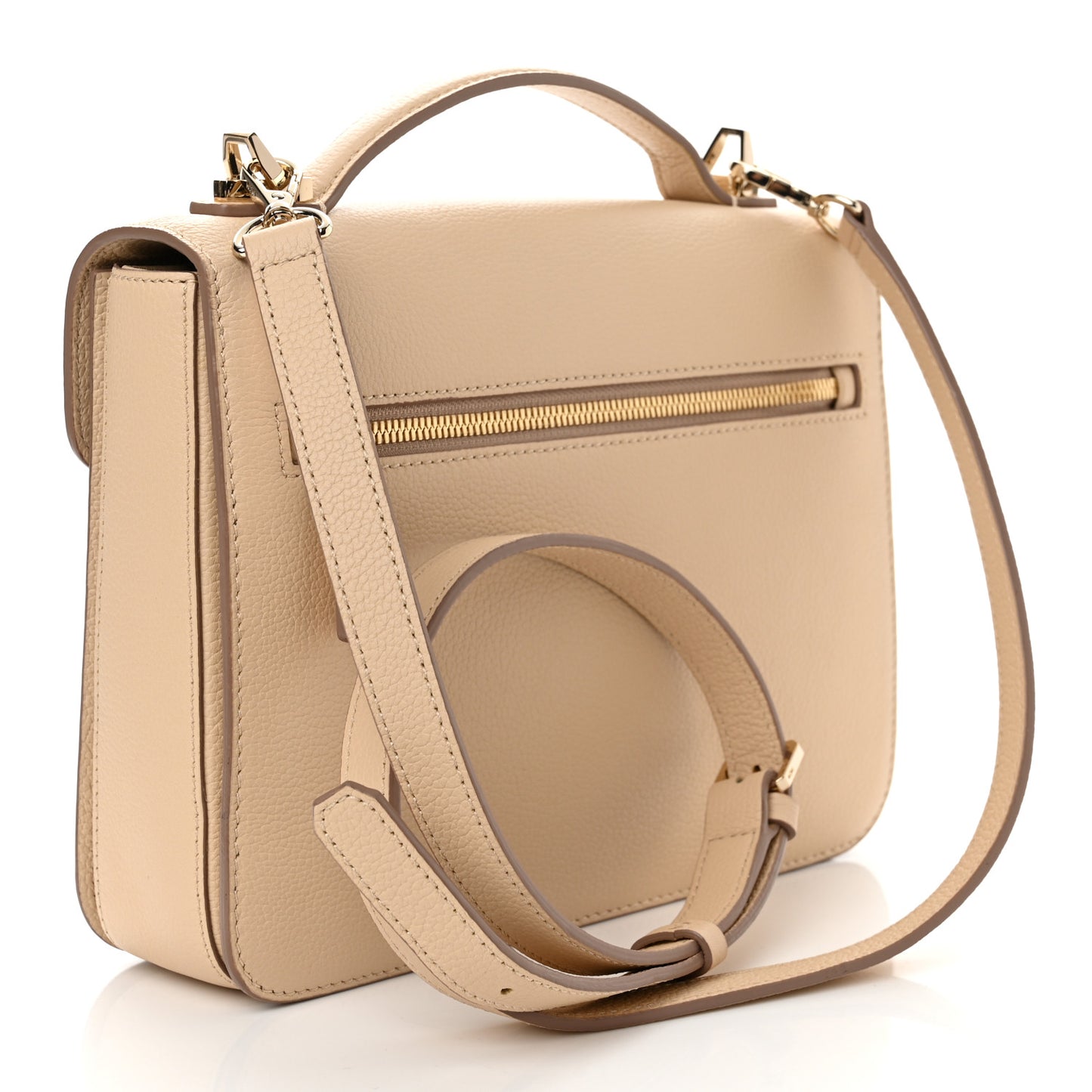 Visetos Calfskin Medium Patricia Satchel Beige