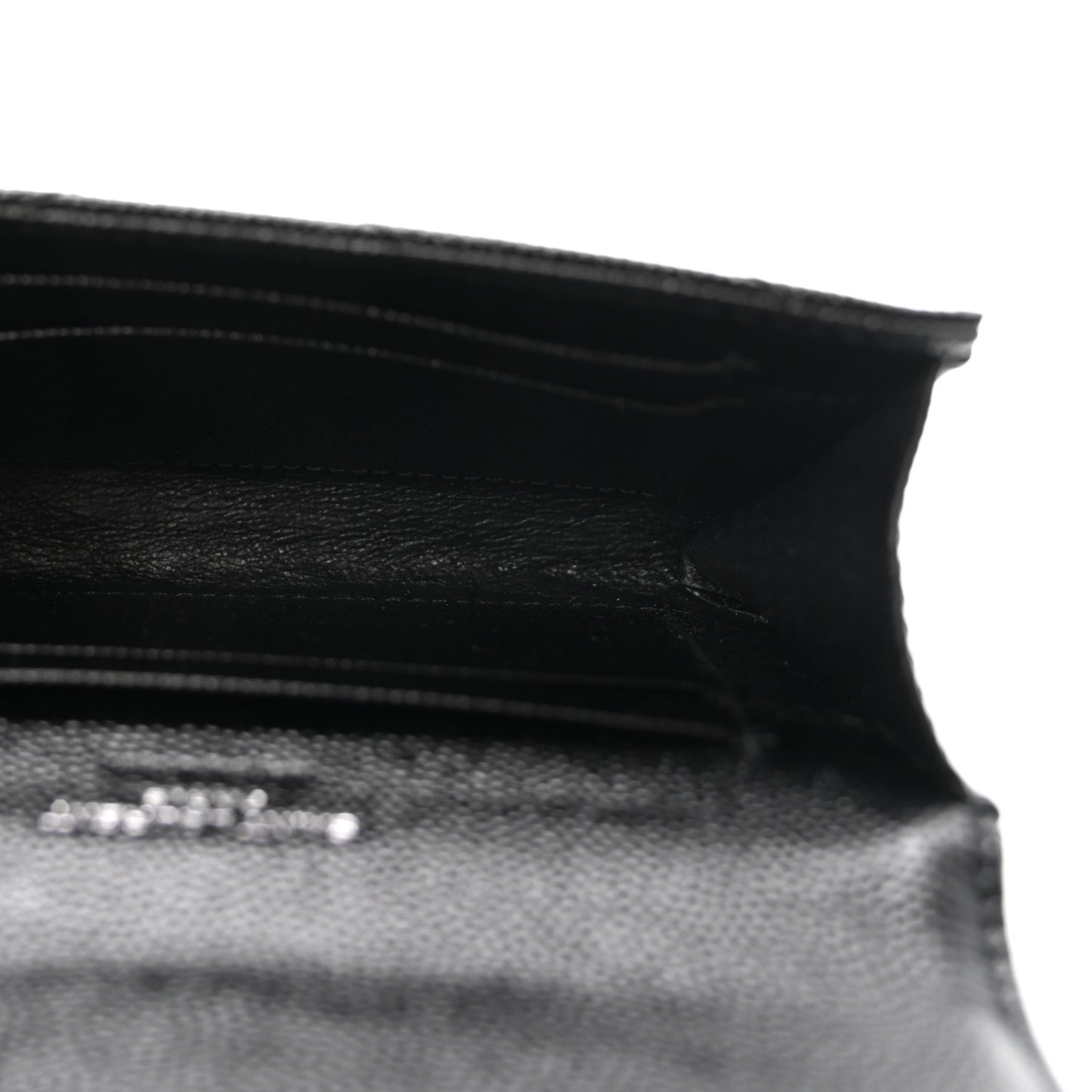 Grain De Poudre Matelasse Chevron Small Monogram Envelope Wallet Black