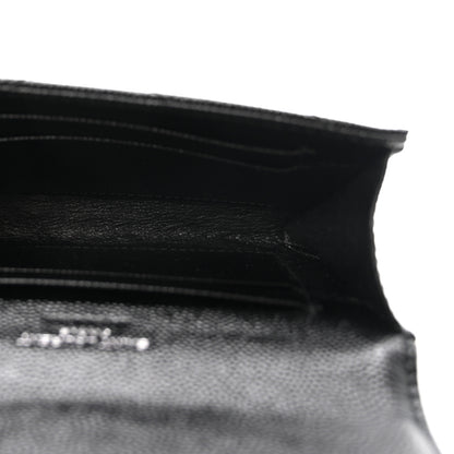 Saint Laurent Grain De Poudre Matelasse Chevron Small Monogram Envelope Wallet Black 5 of 7