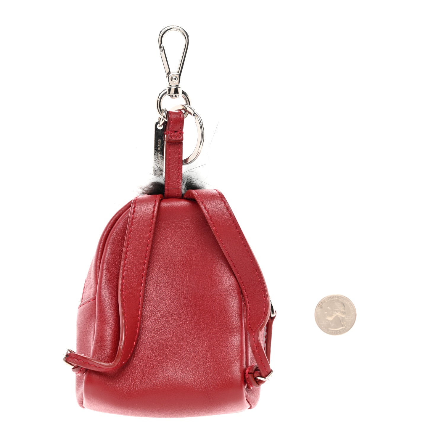 Fendi Vitello Dolce Elaphe Crystal Nutria Fox Fur Monster Eyes Mini Backpack Charm Ribes Natural Multicolor 2 of 5