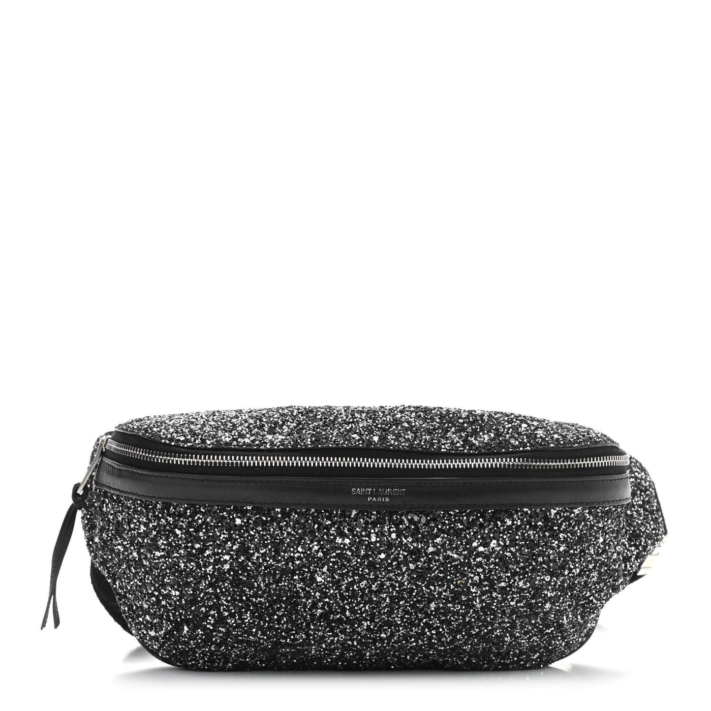 Lambskin Glitter Belt Bag Metallic Black