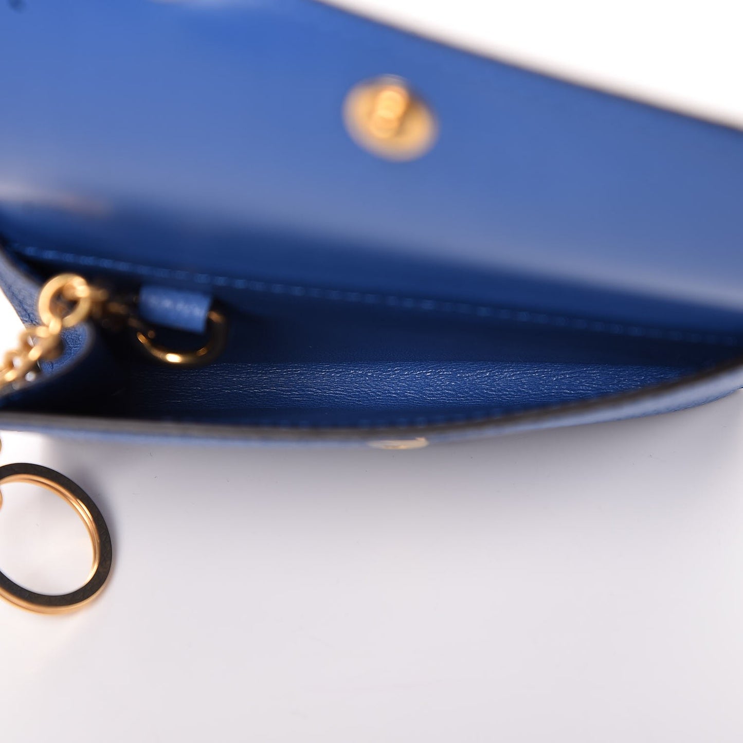 Small Classic Grain Continental Key Coin Pouch Porcelain Blue