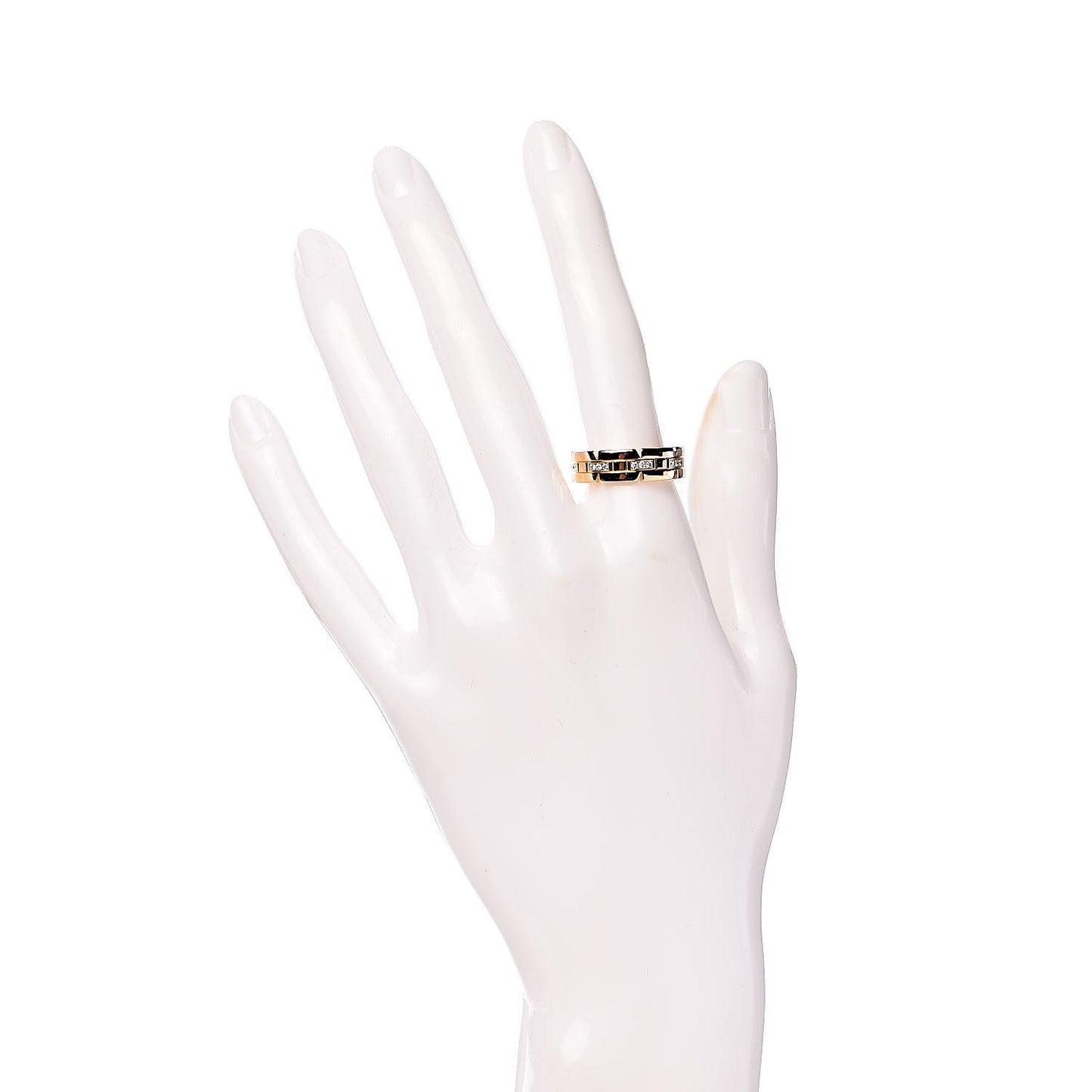 18K Yellow Gold Diamond Tank Francaise Band Ring 54 6.75