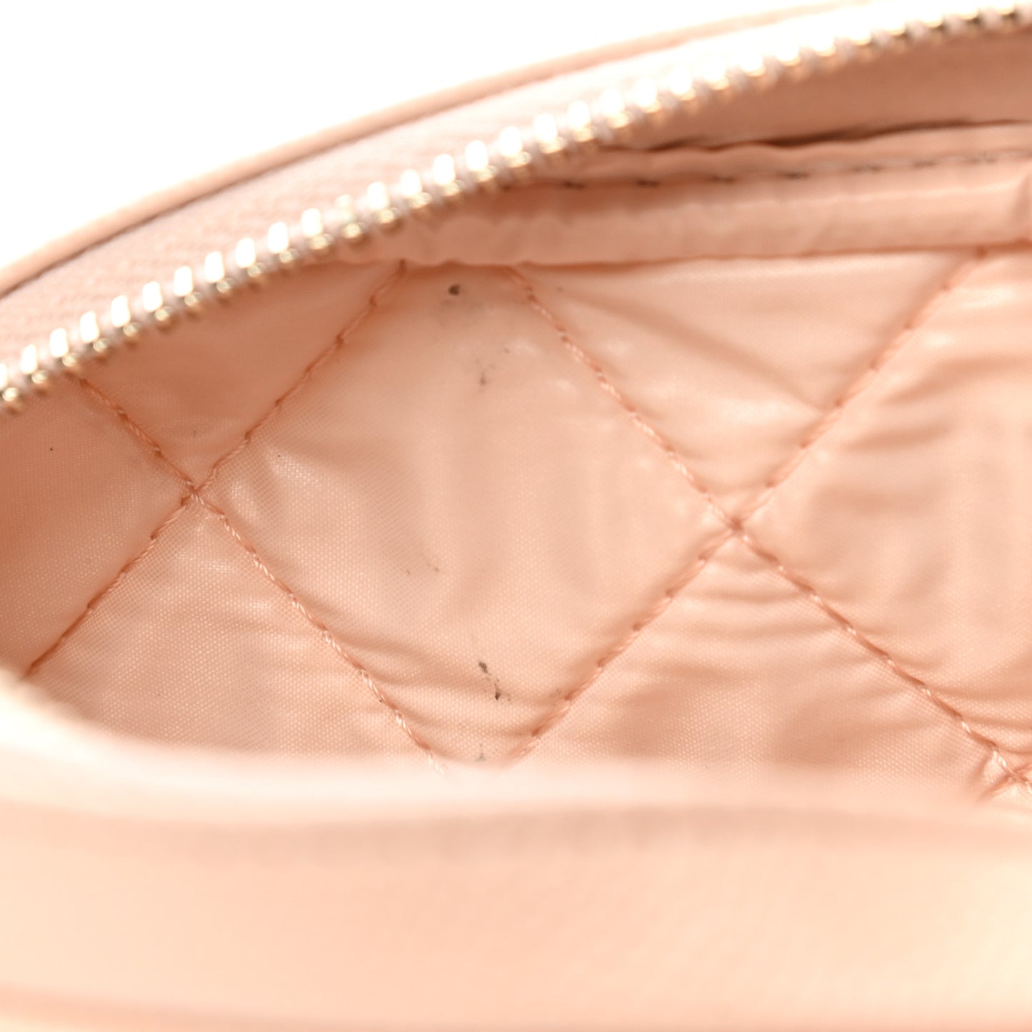 Caviar Quilted Small Curvy Pouch Cosmetic Case Light Beige