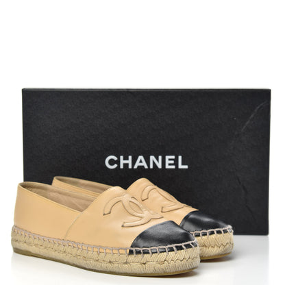 Chanel Lambskin CC Espadrilles 35 Beige Black 10 of 10