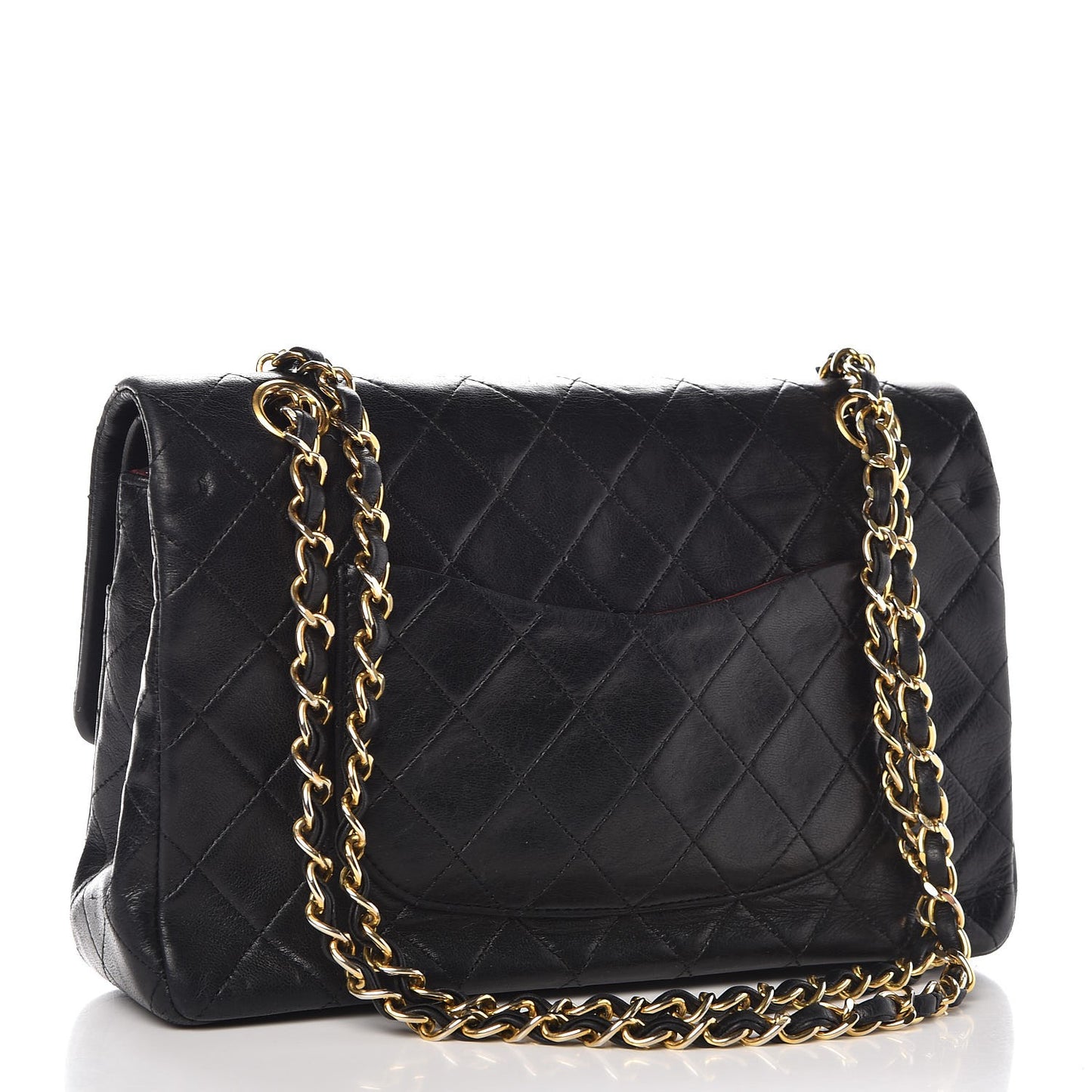 Lambskin Quilted Medium Double Flap Black