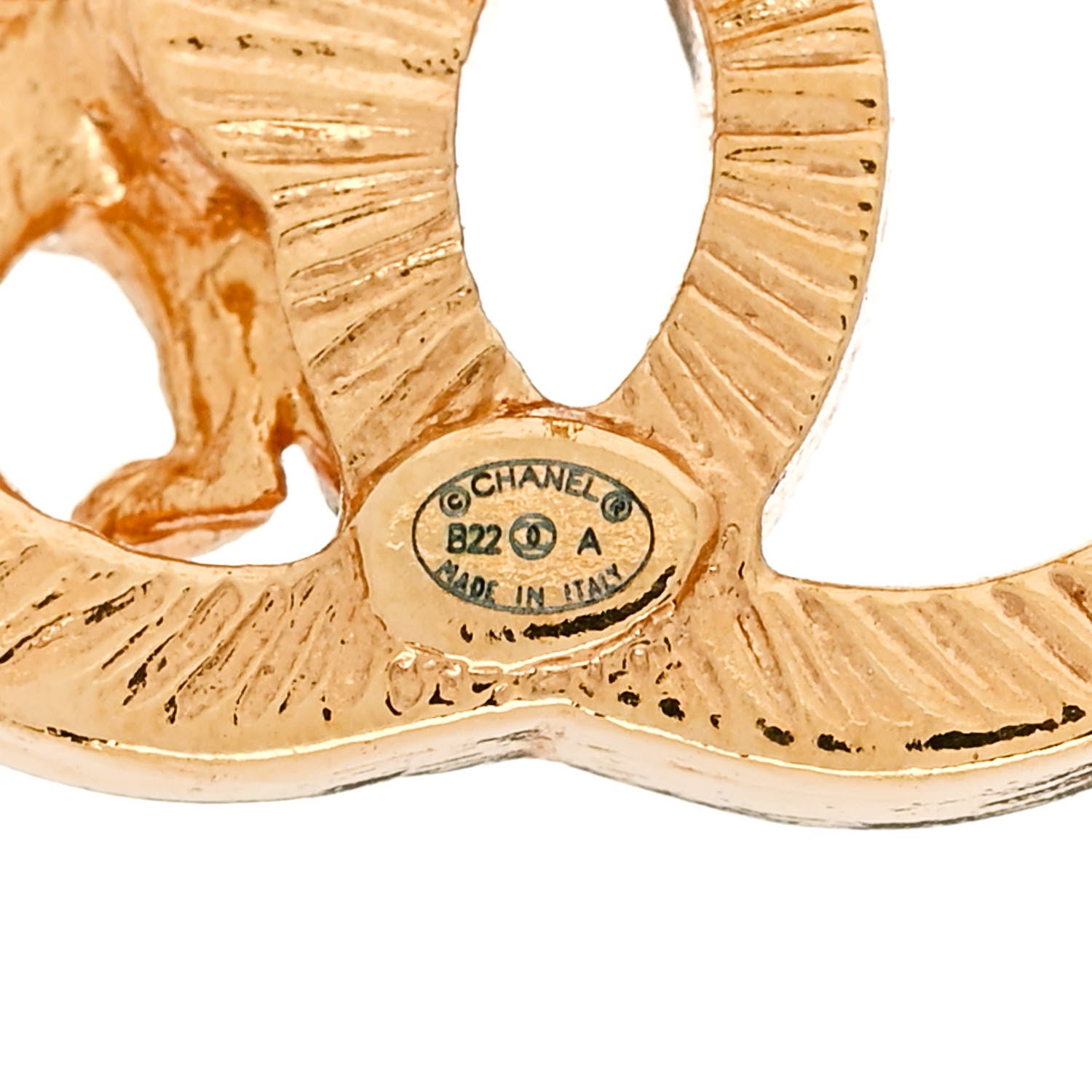 Chanel Metal Textured Lion CC Earrings Gold 4 of 4