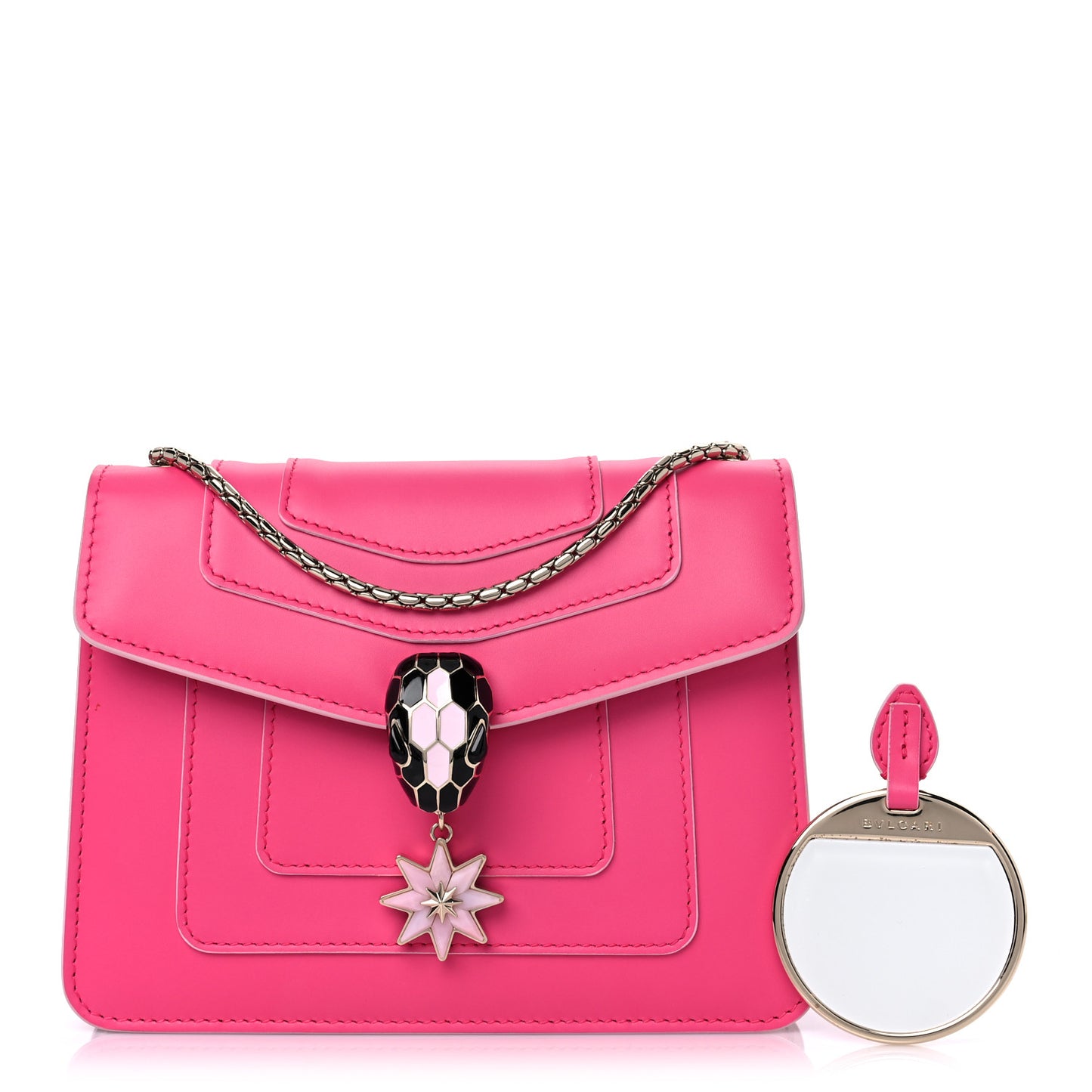 Calfskin Metallic Calfskin Serpenti Forever Marble Star Adorned Crossbody Bag Flash Amethyst