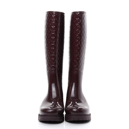 Louis Vuitton Rubber Embossed Monogram Splash Rain Boots 38 Burgundy 2 of 9