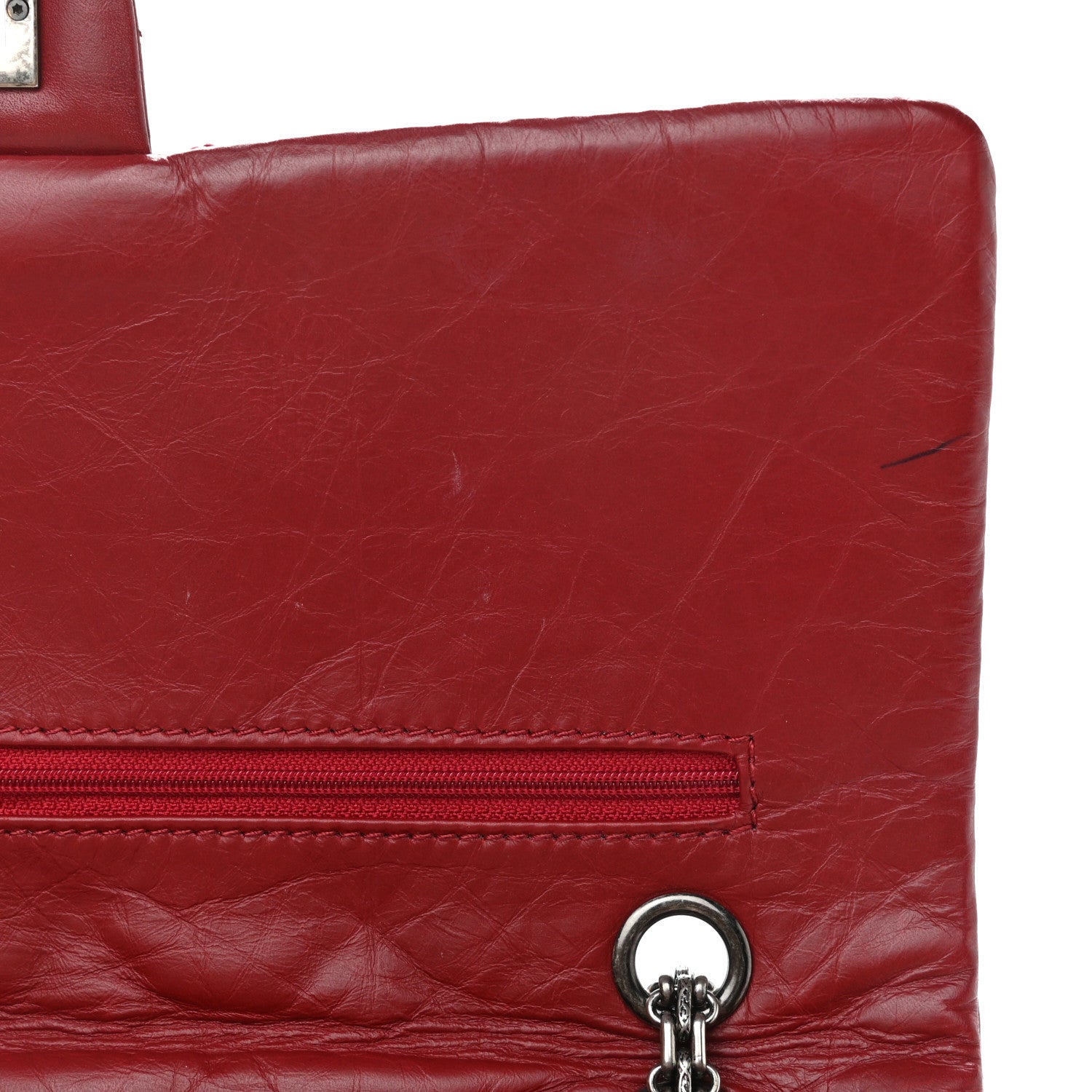 Chanel Aged Calfskin Quilted 2.55 Reissue 227 Flap Red 13 of 14