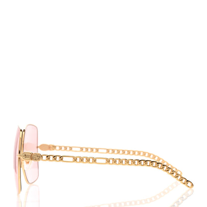 Gucci Square Frame Oversized Sunglasses GG0724S Pink Gold 4 of 9