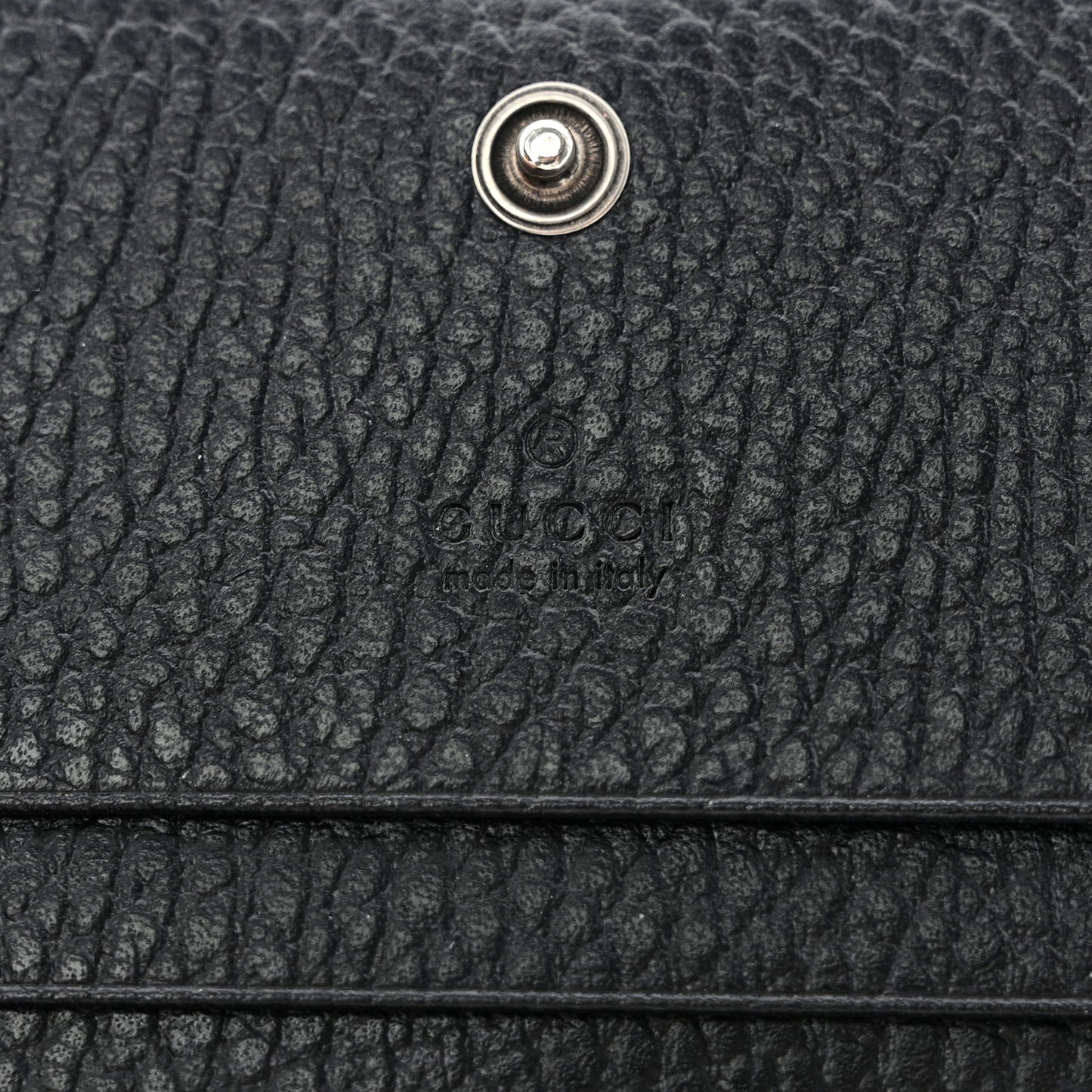 Dollar Calfskin Enamel Monochrome GG Marmont Card Case Black