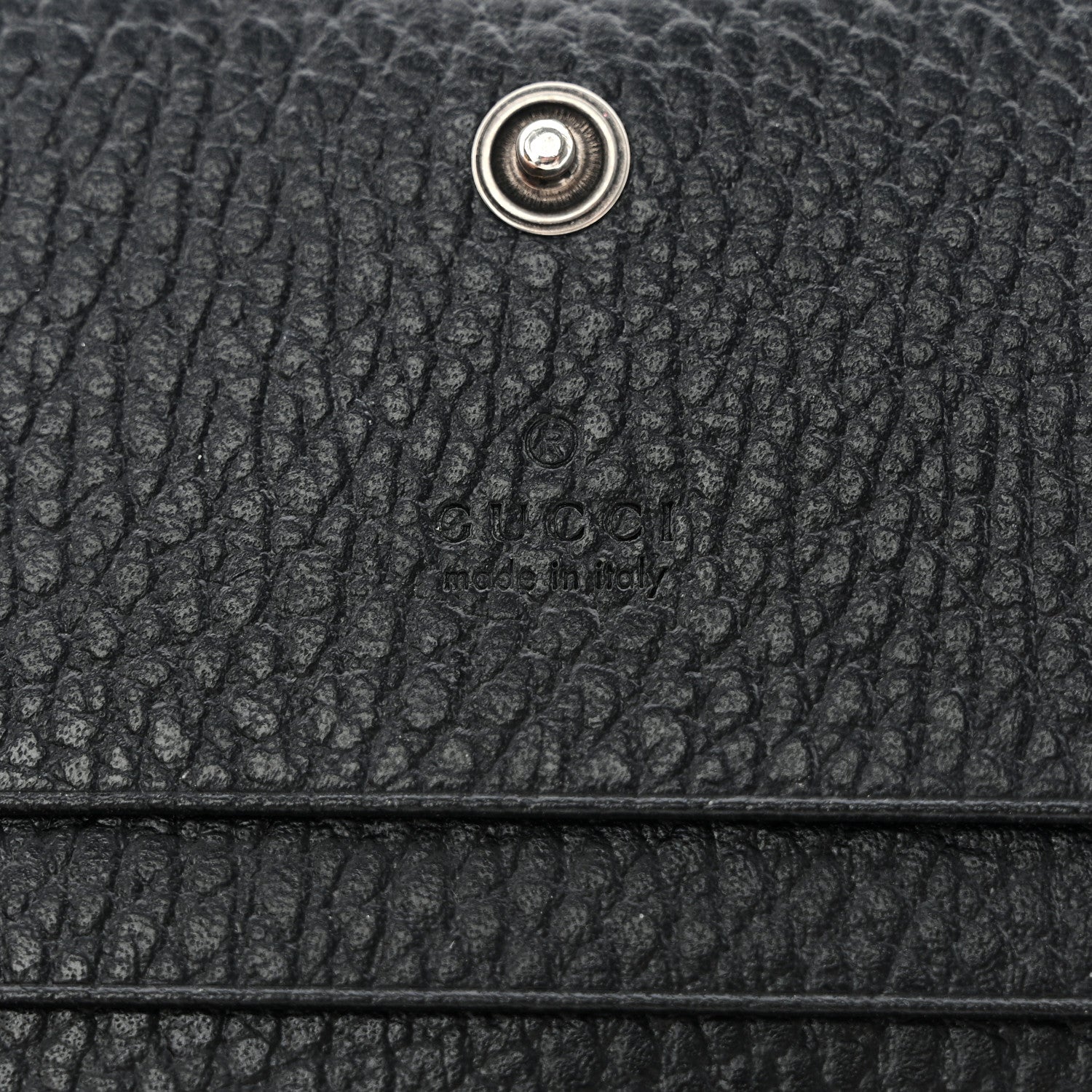 Gucci Dollar Calfskin Enamel Monochrome GG Marmont Card Case Black 7 of 11