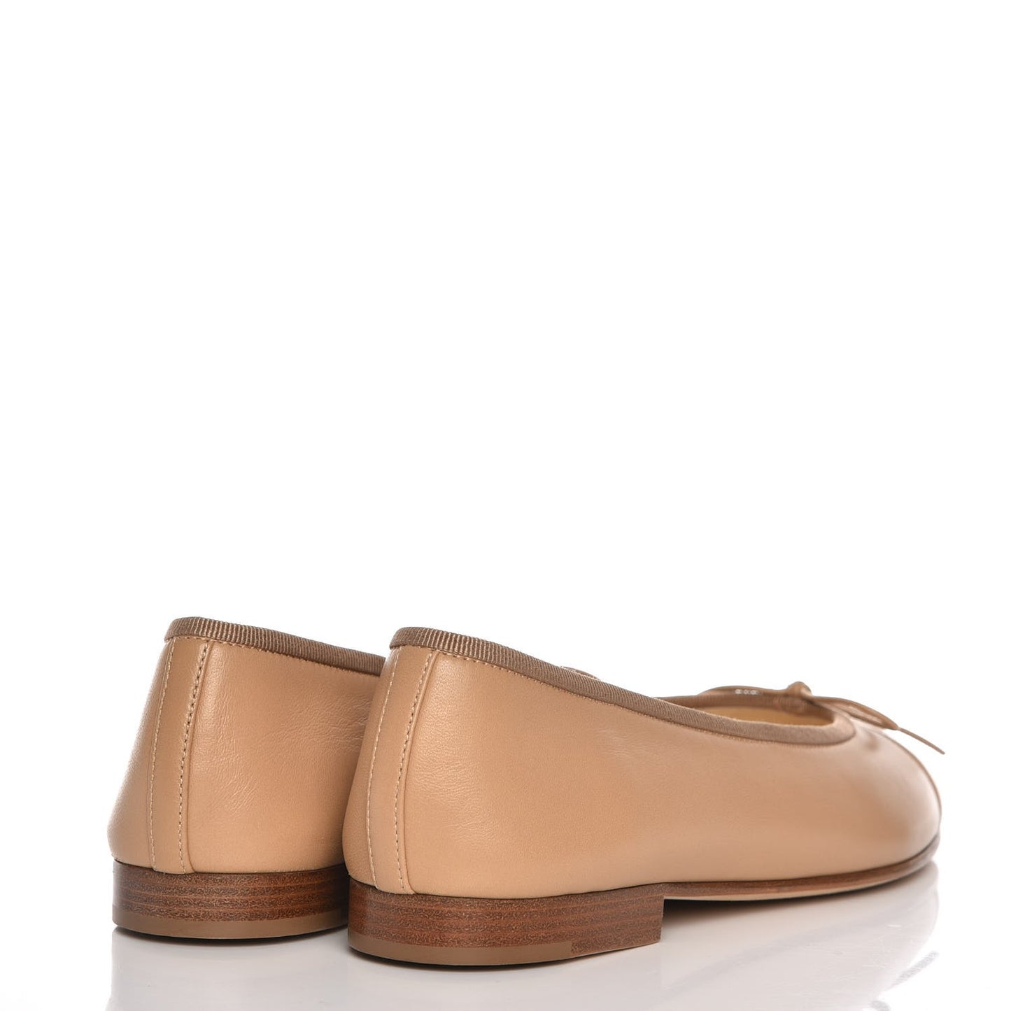 Lambskin Patent Cap Toe CC Ballerina Flats 35.5 Light Beige