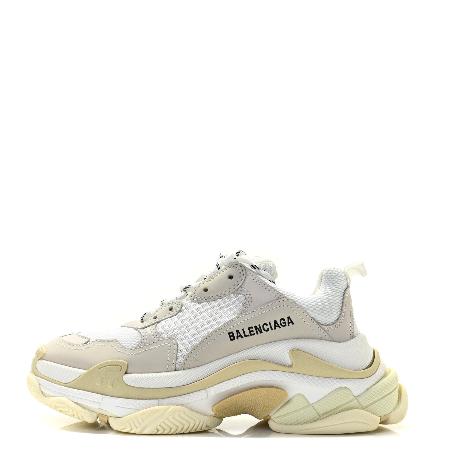 Balenciaga Fabric Mesh Womens Triple S Sneakers 38 White 1 of 9