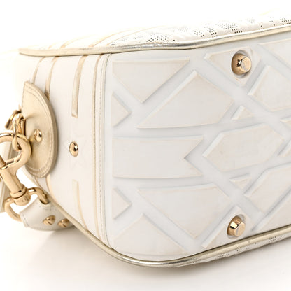 Christian Dior Perforated Calfskin Medium Dior Vibe Classic Bowling Bag White Gold 8 of 10