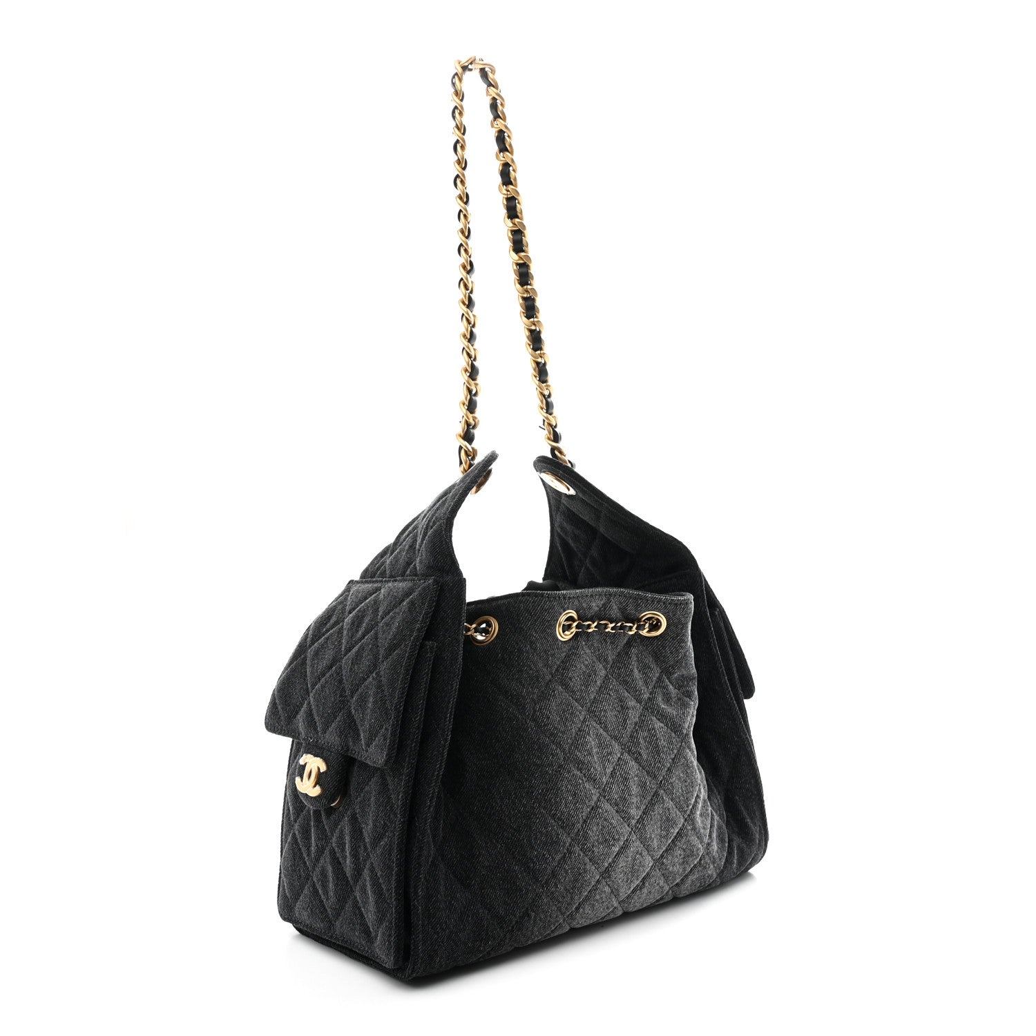 Chanel Washed Denim Quilted Small Chanel 25 Handbag Black 3 of 9