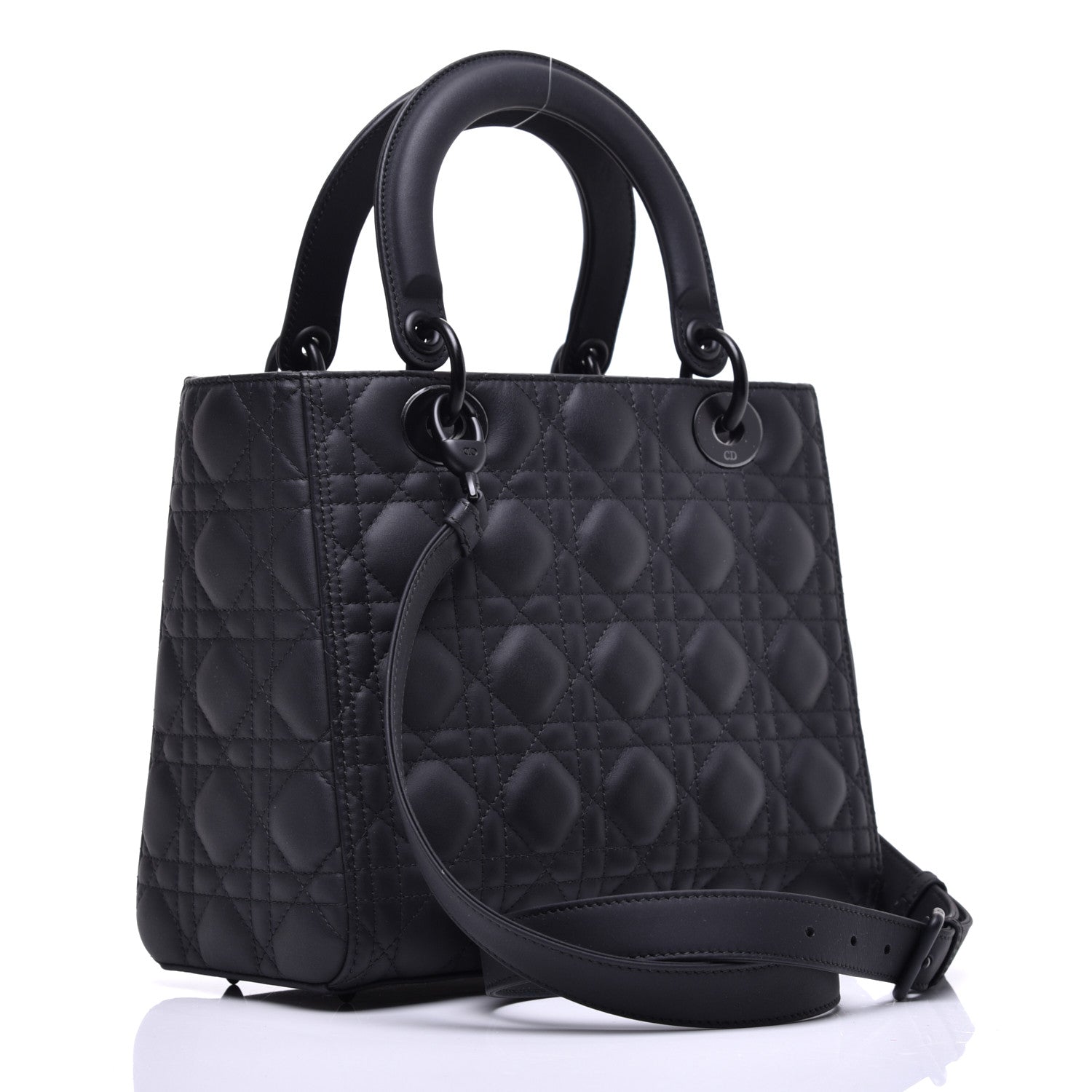 Christian Dior Ultra Matte Calfskin Cannage Medium Lady Dior Black 4 of 9