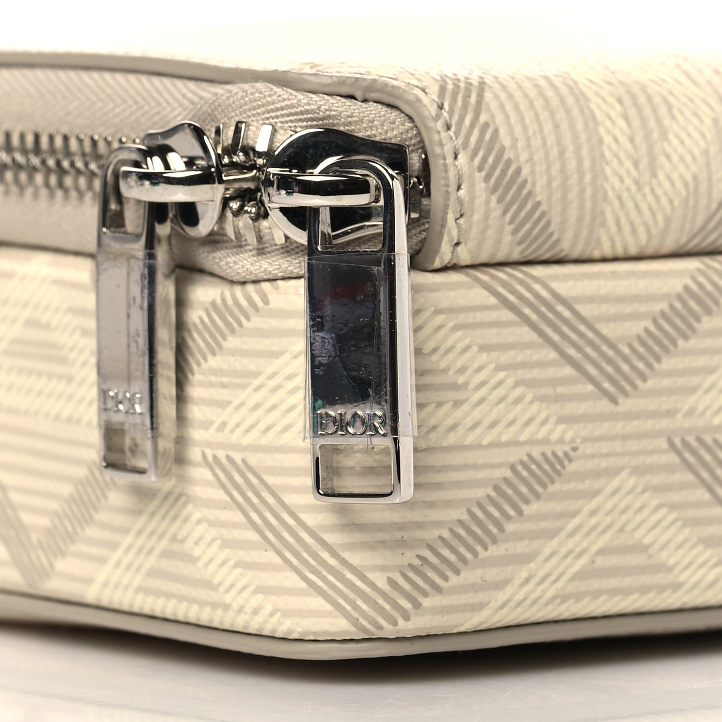 Coated Canvas CD Diamond Messenger Pouch Natural