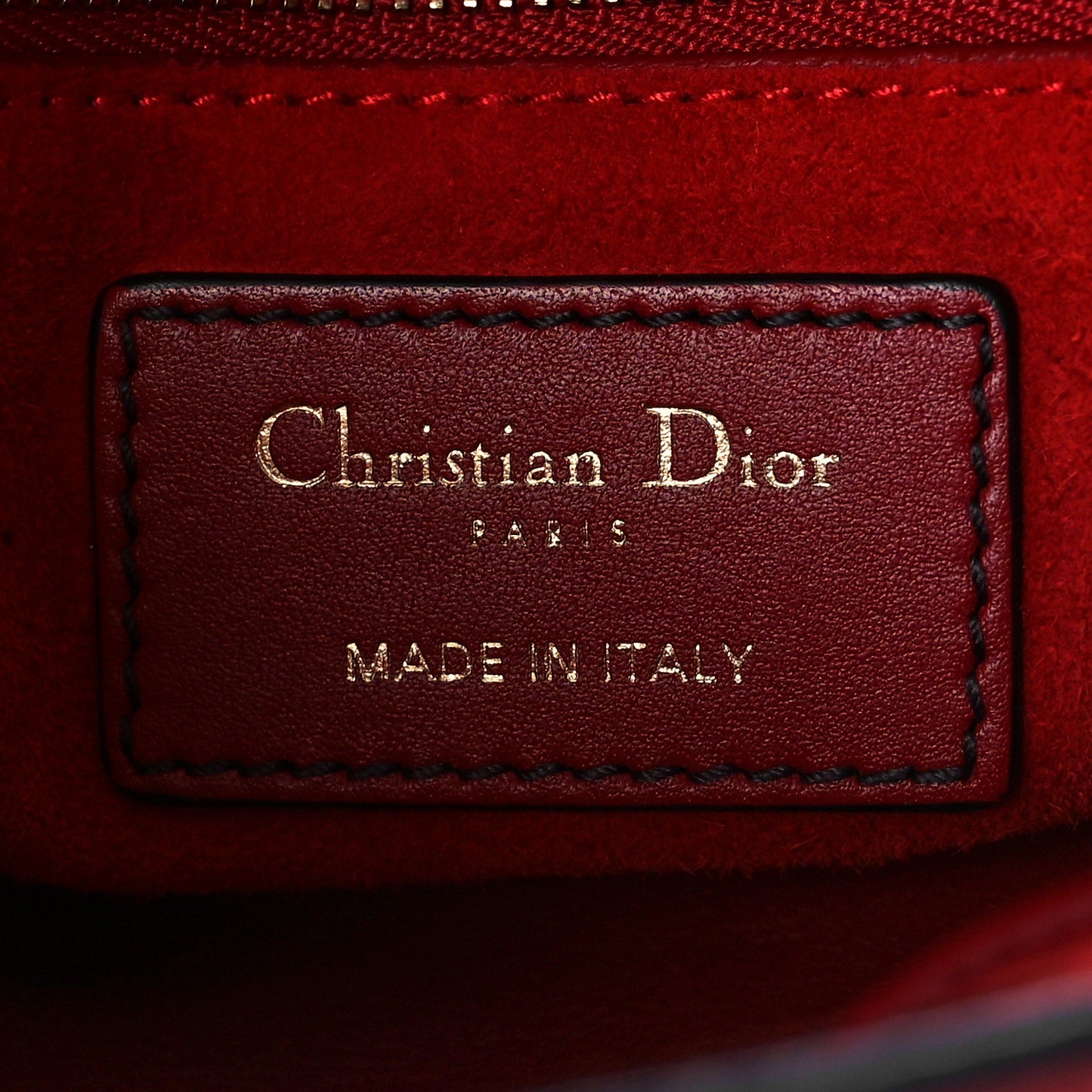 Lambskin Studded Mini Supple Lady Dior Red