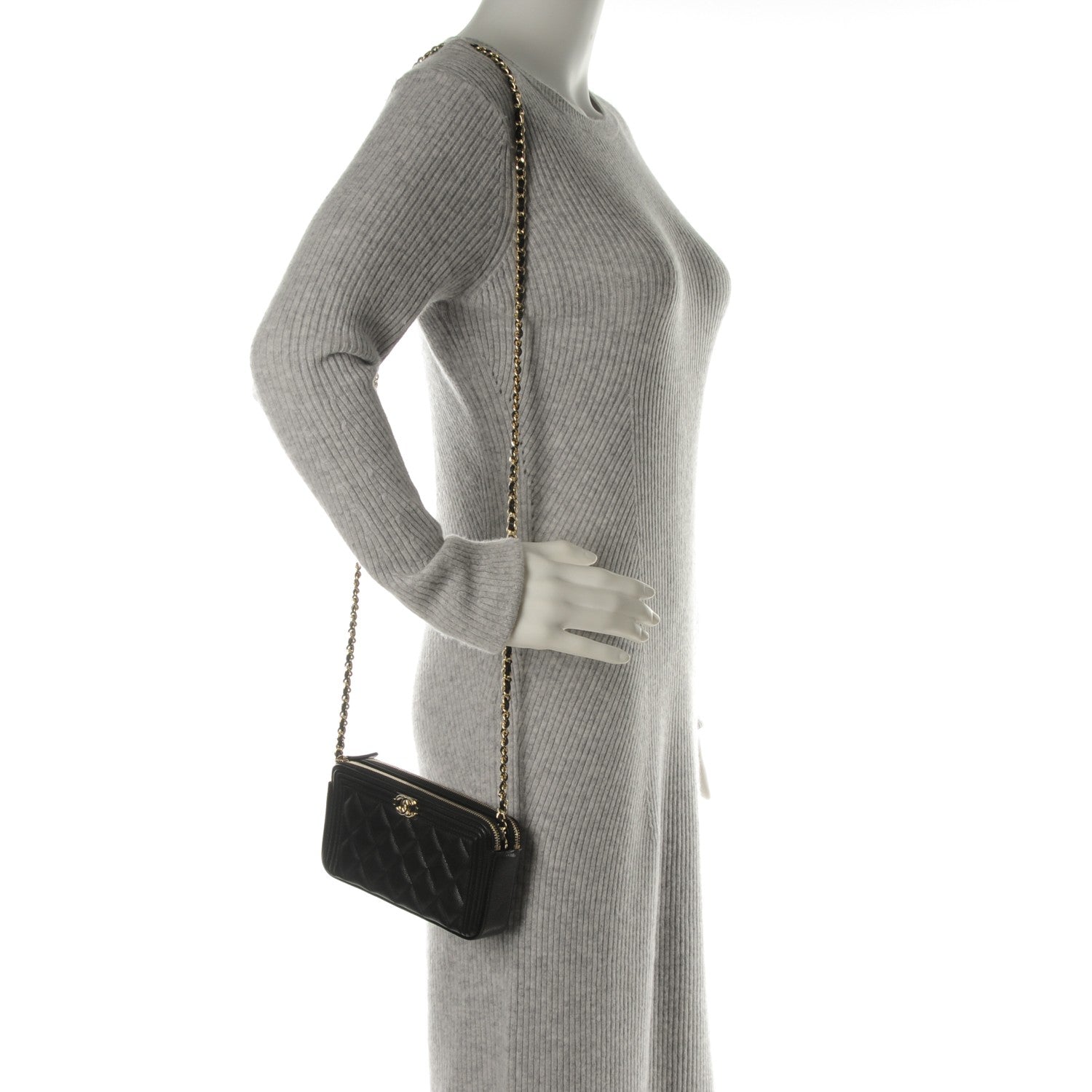 Chanel Caviar Quilted Small Boy Clutch With Chain Black 2 of 8