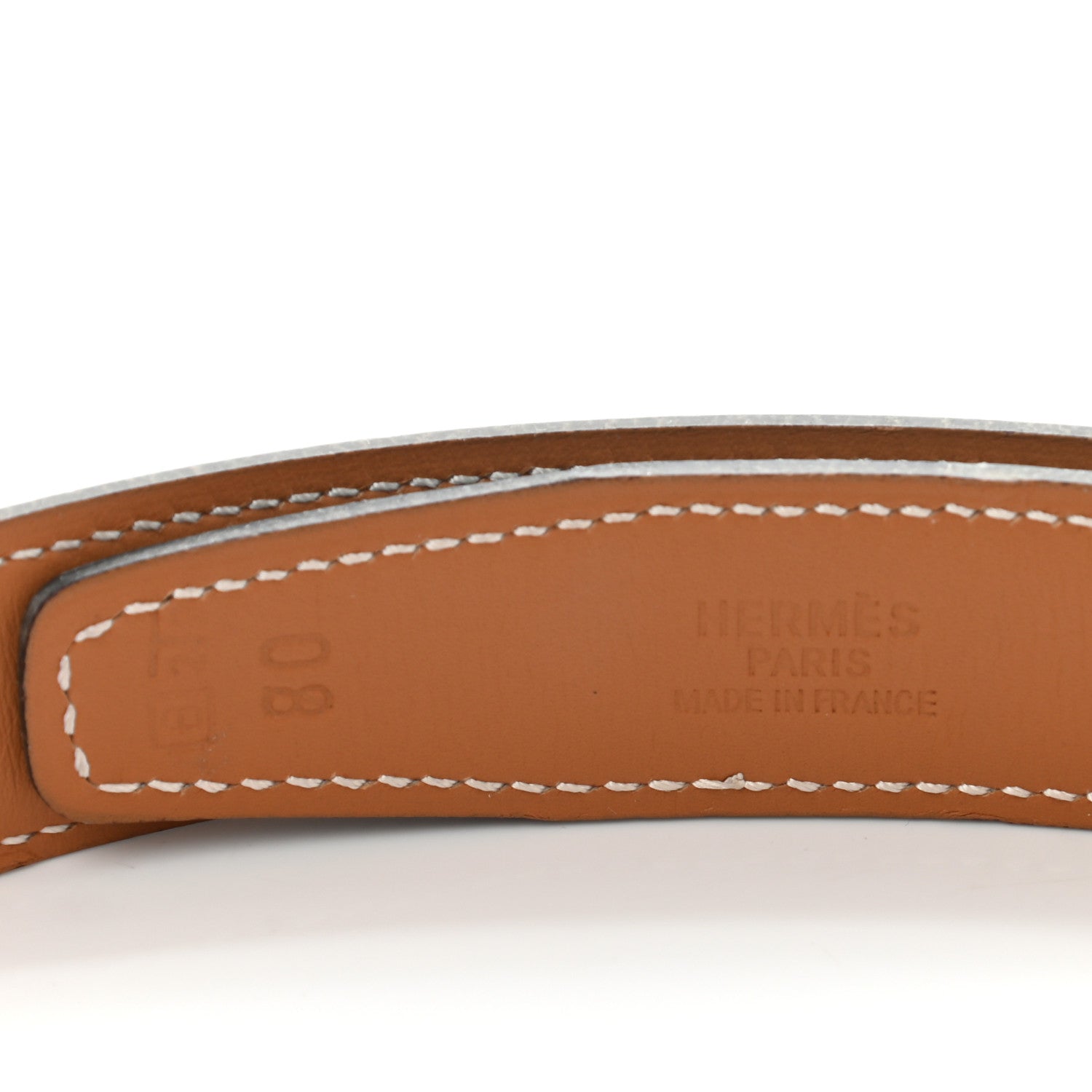 Hermes Chamonix 24mm Belt Strap 80 Blue Jean Natural 3 of 11