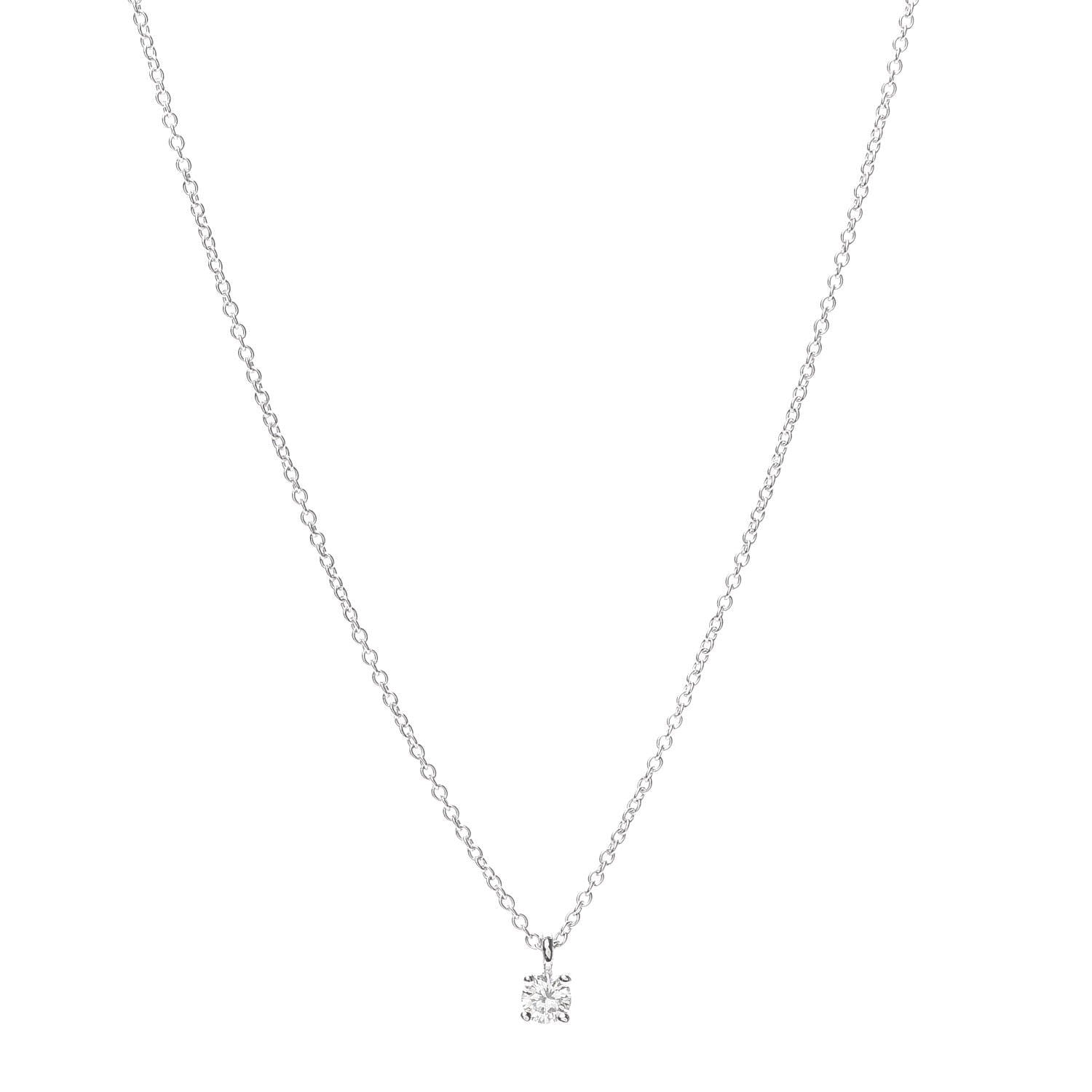 Tiffany Platinum Diamond .15ct Solitaire Pendant Necklace 1 of 5