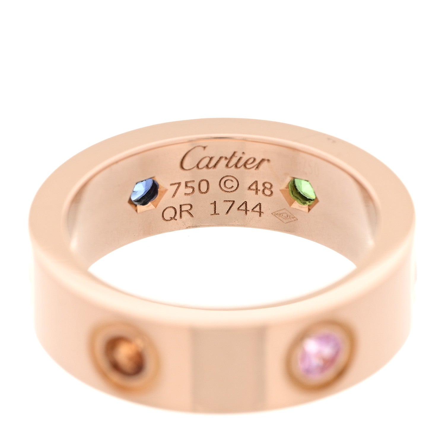 Cartier 18K Pink Gold Sapphire Garnet Amethyst 5.5mm LOVE Ring 48 4.5 4 of 5