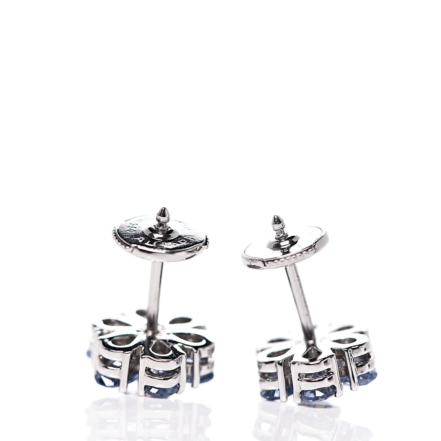 Tiffany Platinum Blue Yellow Sapphire Flower Earrings 3 of 5