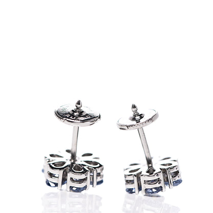 Tiffany Platinum Blue Yellow Sapphire Flower Earrings 3 of 5
