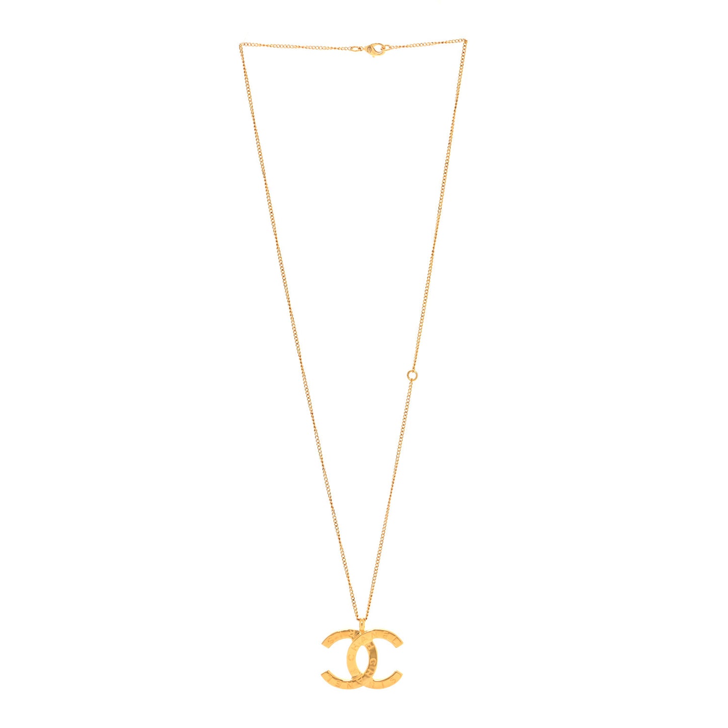 Metal CC Paris Button Necklace Gold