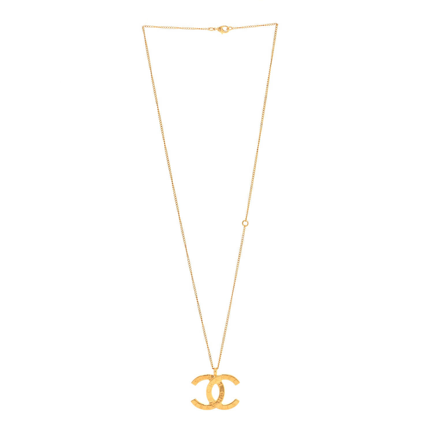 Chanel Metal CC Paris Button Necklace Gold 3 of 6