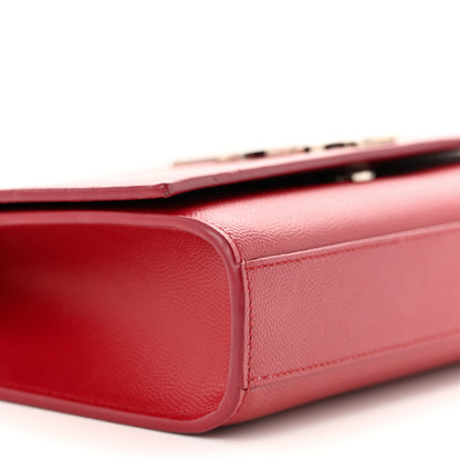 Saint Laurent Grain De Poudre Medium Monogram Kate Satchel Red 6 of 11