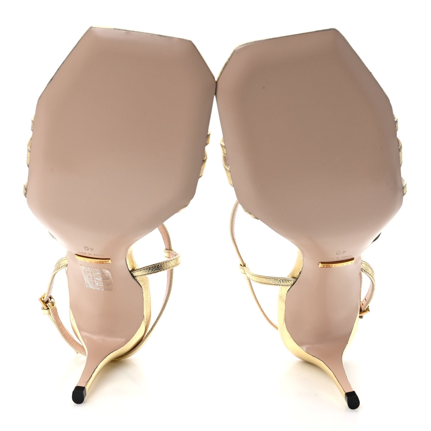 Metallic Nappa Victoria Strappy Horsebit Sandals 40 Gold