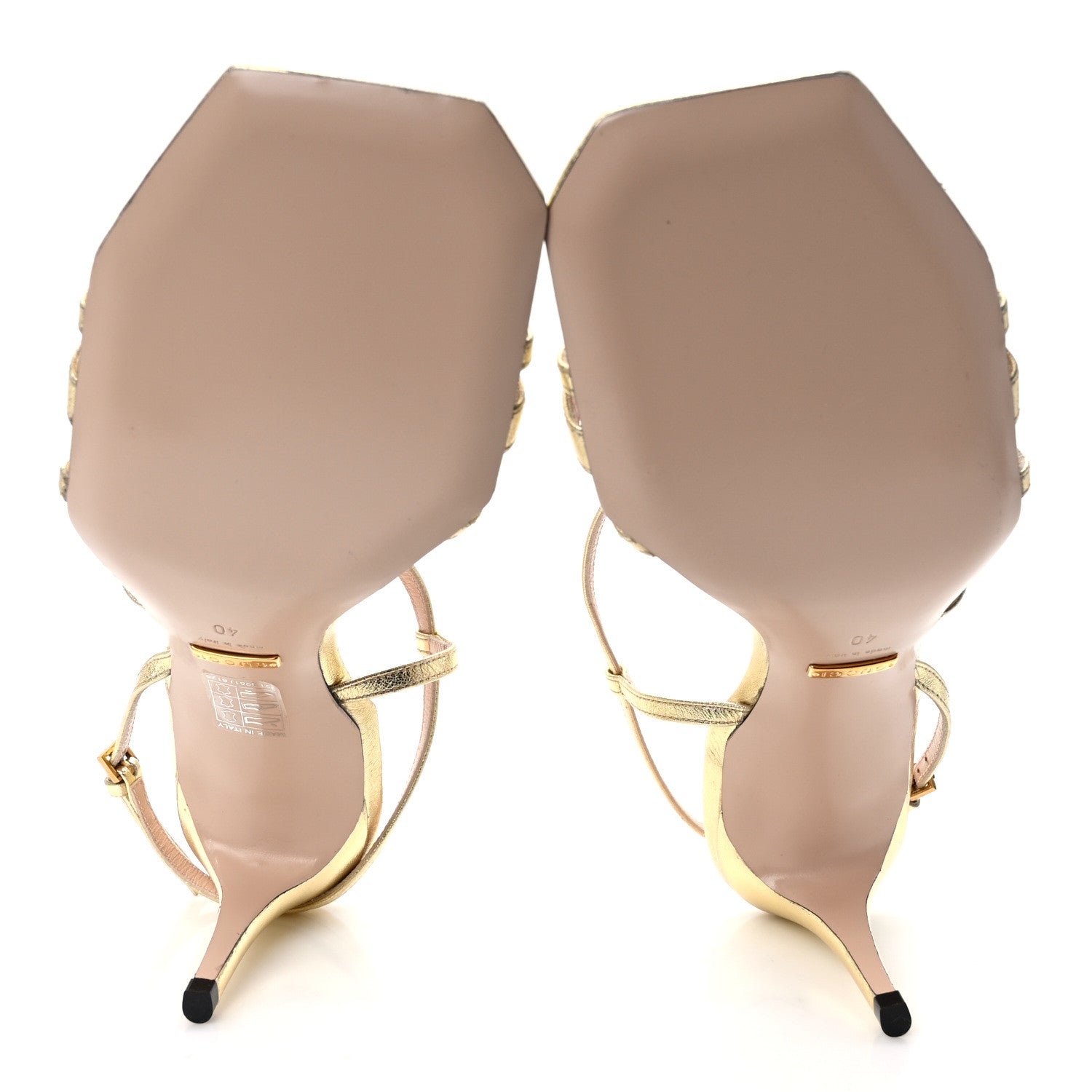 Gucci Metallic Nappa Victoria Strappy Horsebit Sandals 40 Gold 5 of 7