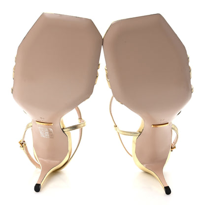 Gucci Metallic Nappa Victoria Strappy Horsebit Sandals 40 Gold 5 of 7