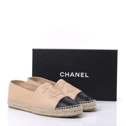 Chanel Lambskin CC Espadrilles 40 Beige Black 9 of 9
