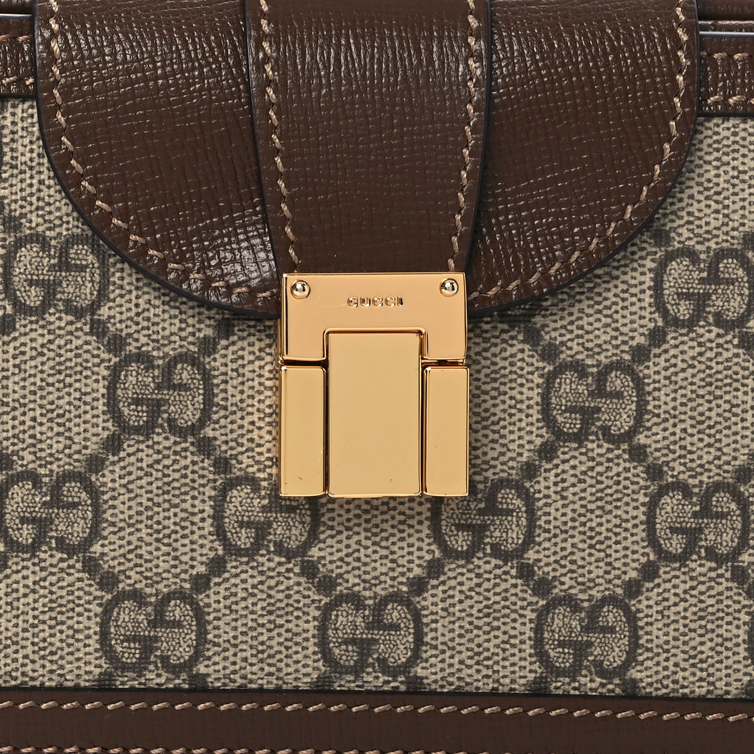 Gucci GG Supreme Monogram Mini Clasp Bag Beige Brown 8 of 12
