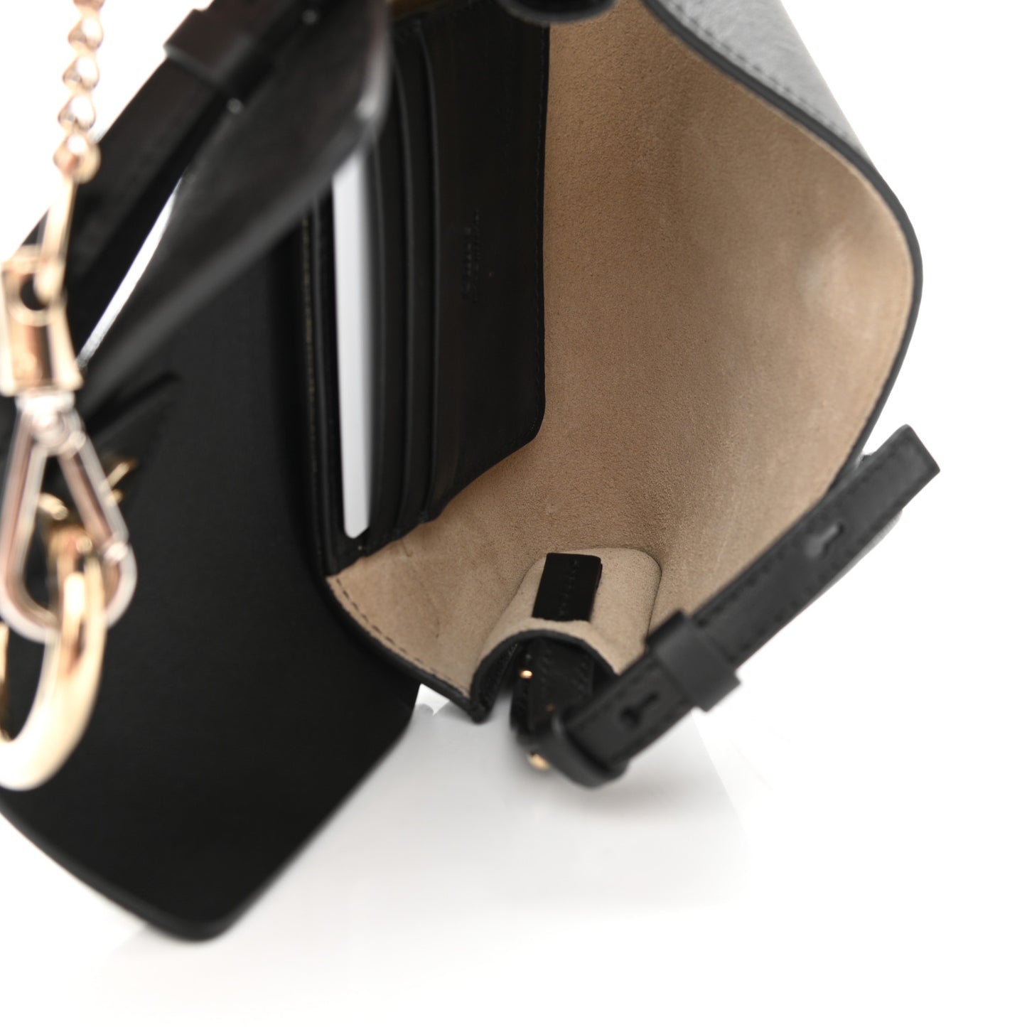 Suede Calfskin Small Faye Shoulder Bag Black