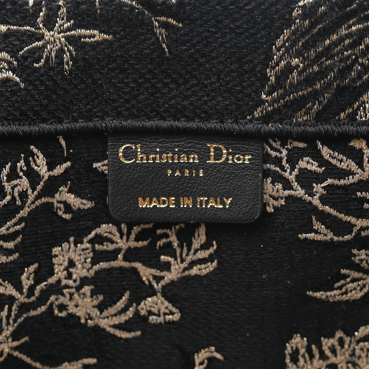 Christian Dior Velvet Jardin d'Hiver Embroidered Large Book Tote Black Gold 6 of 10