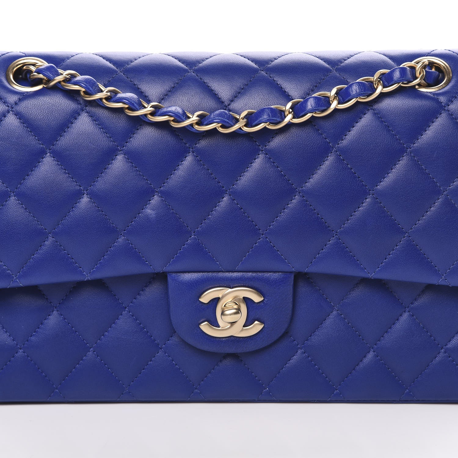Chanel Lambskin Quilted Medium Double Flap Blue 14 of 14