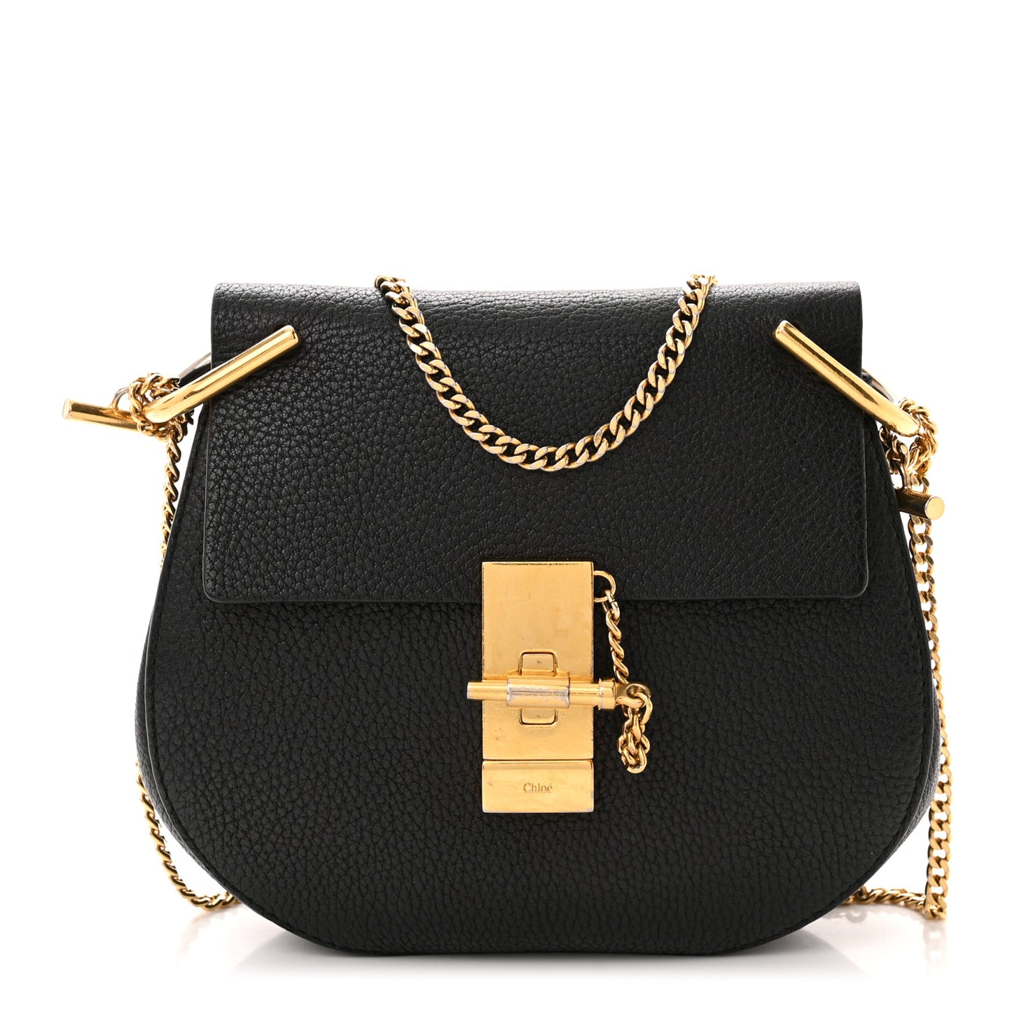 Grained Lambskin Nano Drew Shoulder Bag Black