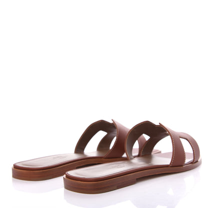 Hermes Box Calfskin Oran Sandals 39 Gold 4 of 11