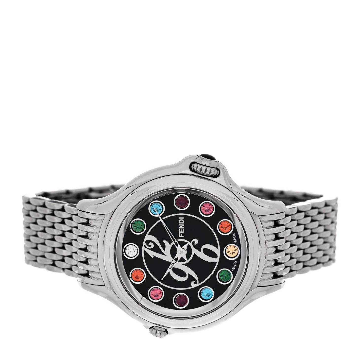 Stainless Steel Diamond Topaz 38mm Crazy Carats Quartz Watch Black