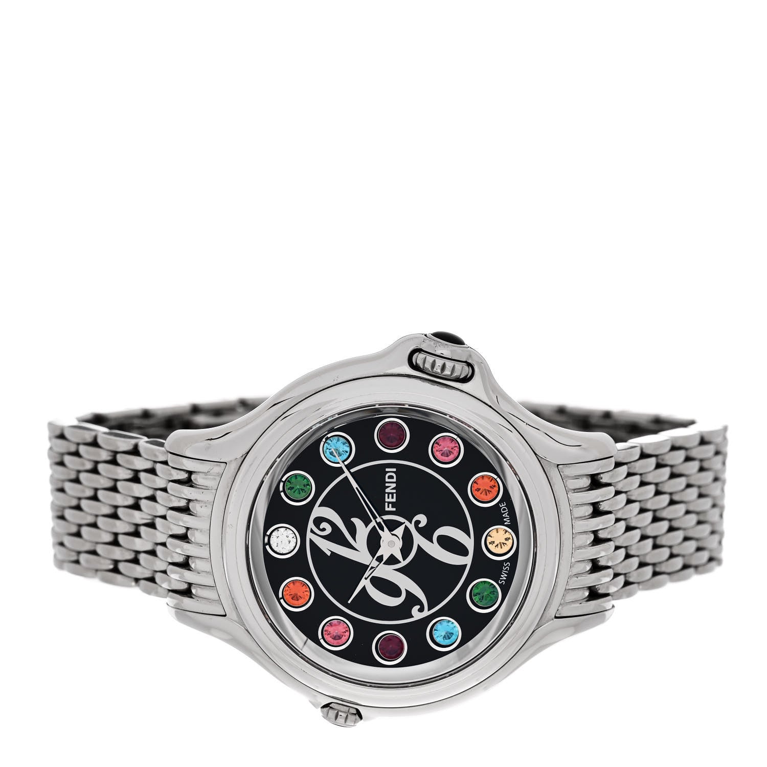 Fendi Stainless Steel Diamond Topaz 38mm Crazy Carats Quartz Watch Black 4 of 6