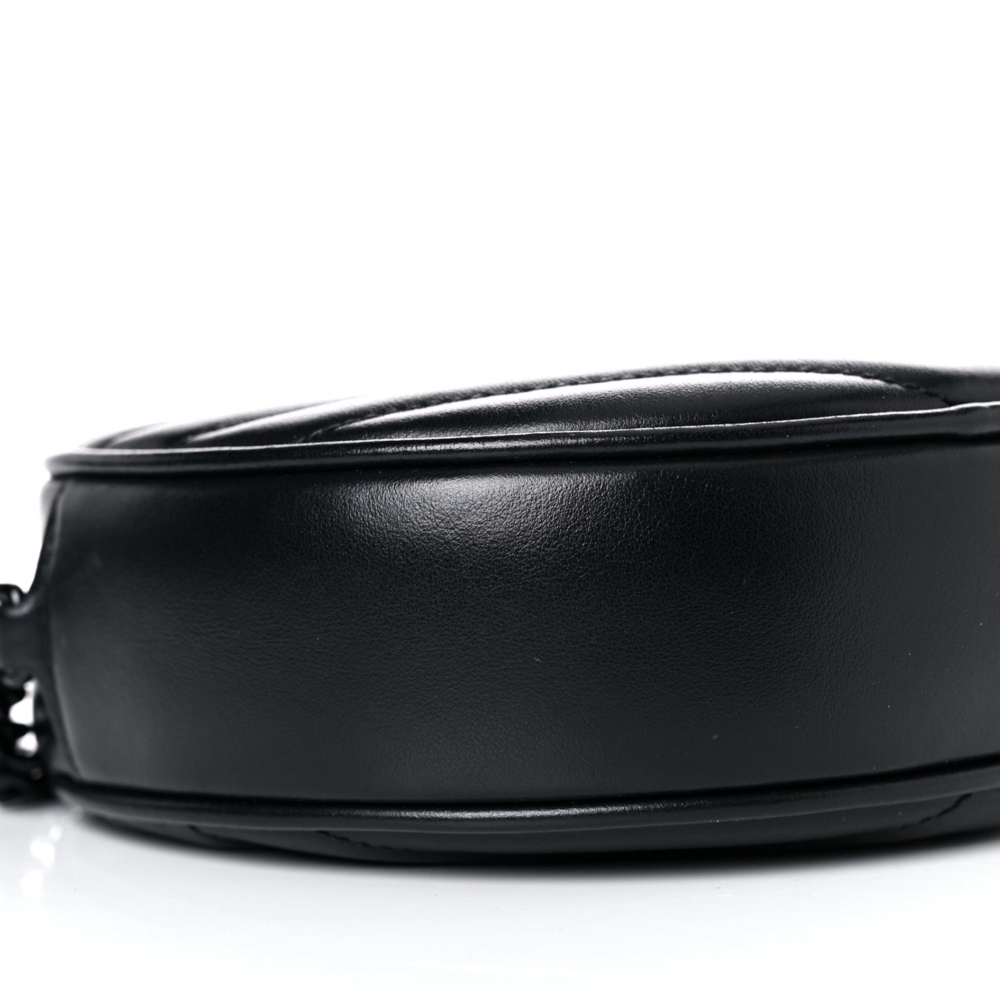 Calfskin Matelasse Chevron Round Vinyle Camera Bag Black