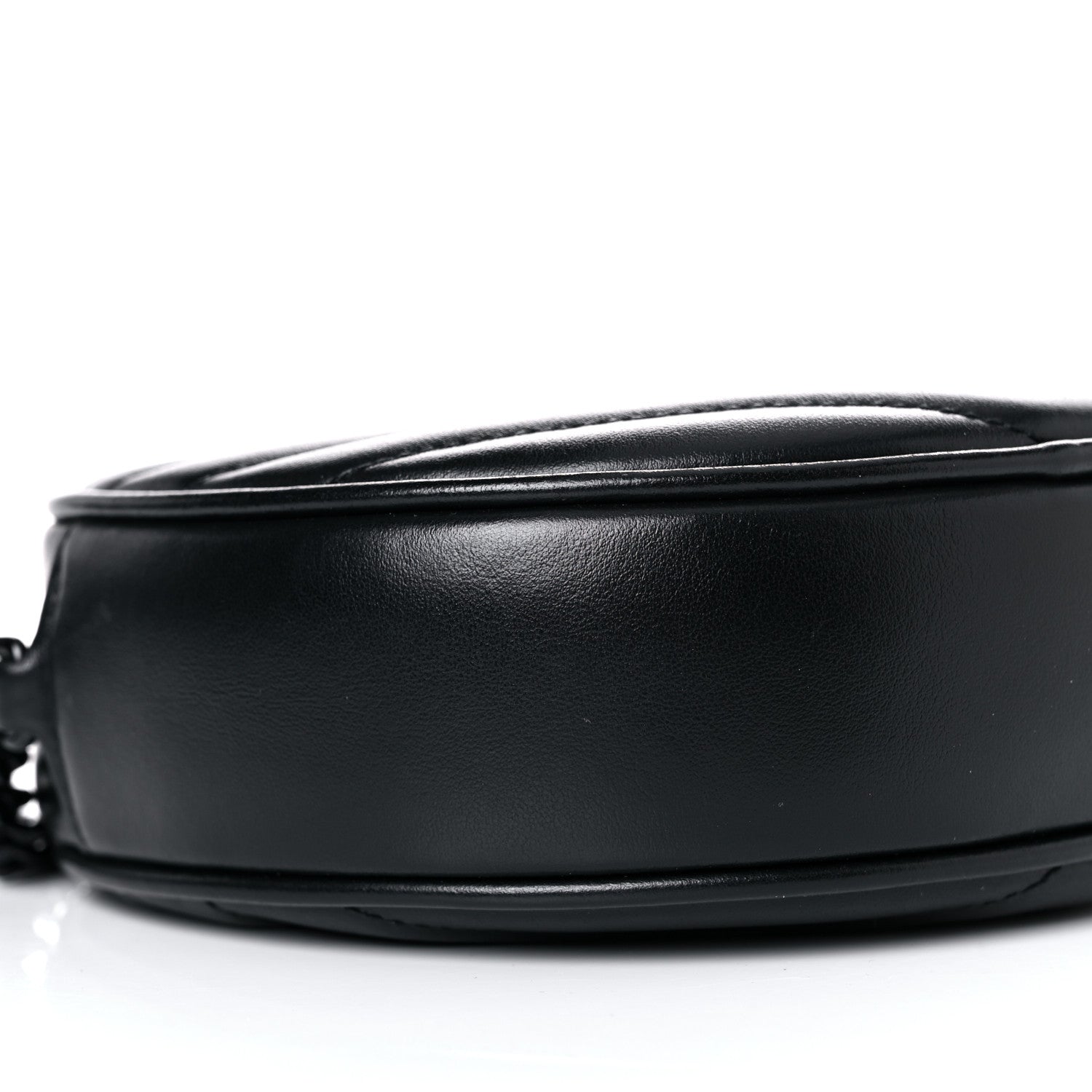 Saint Laurent Calfskin Matelasse Chevron Round Vinyle Camera Bag Black 5 of 17
