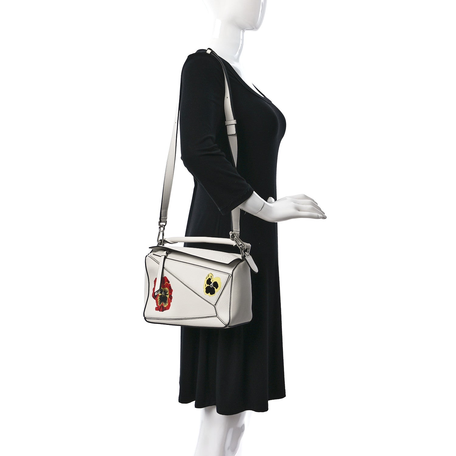 Loewe Calfskin Small Pansies Print Puzzle Bag Soft White 2 of 9