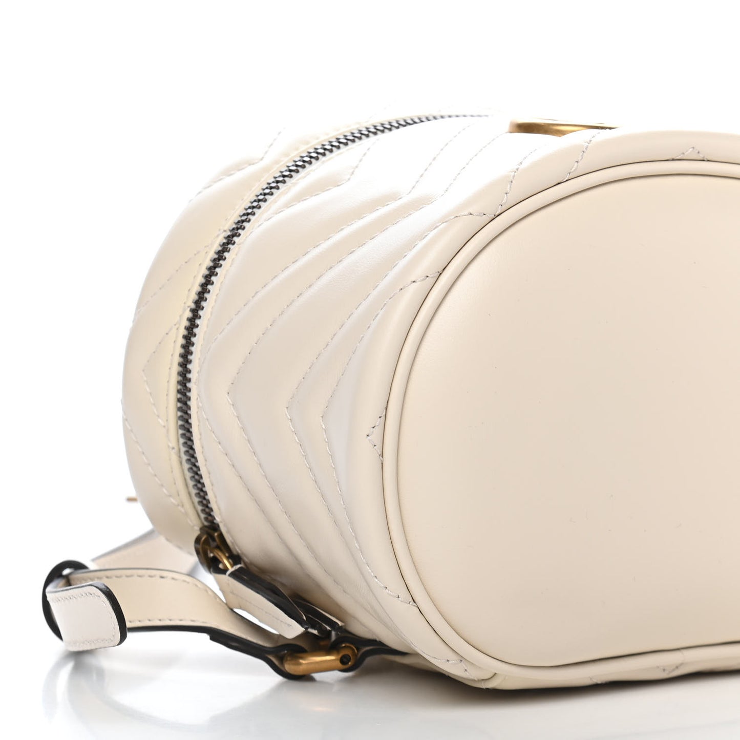 Calfskin Matelasse Mini GG Marmont Round Backpack White